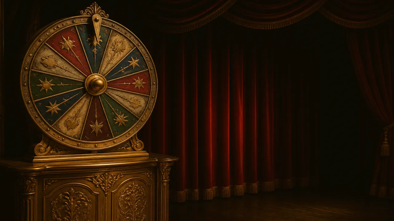 Gold number cabinet with a stack of blank practice chips in front of three dark windows