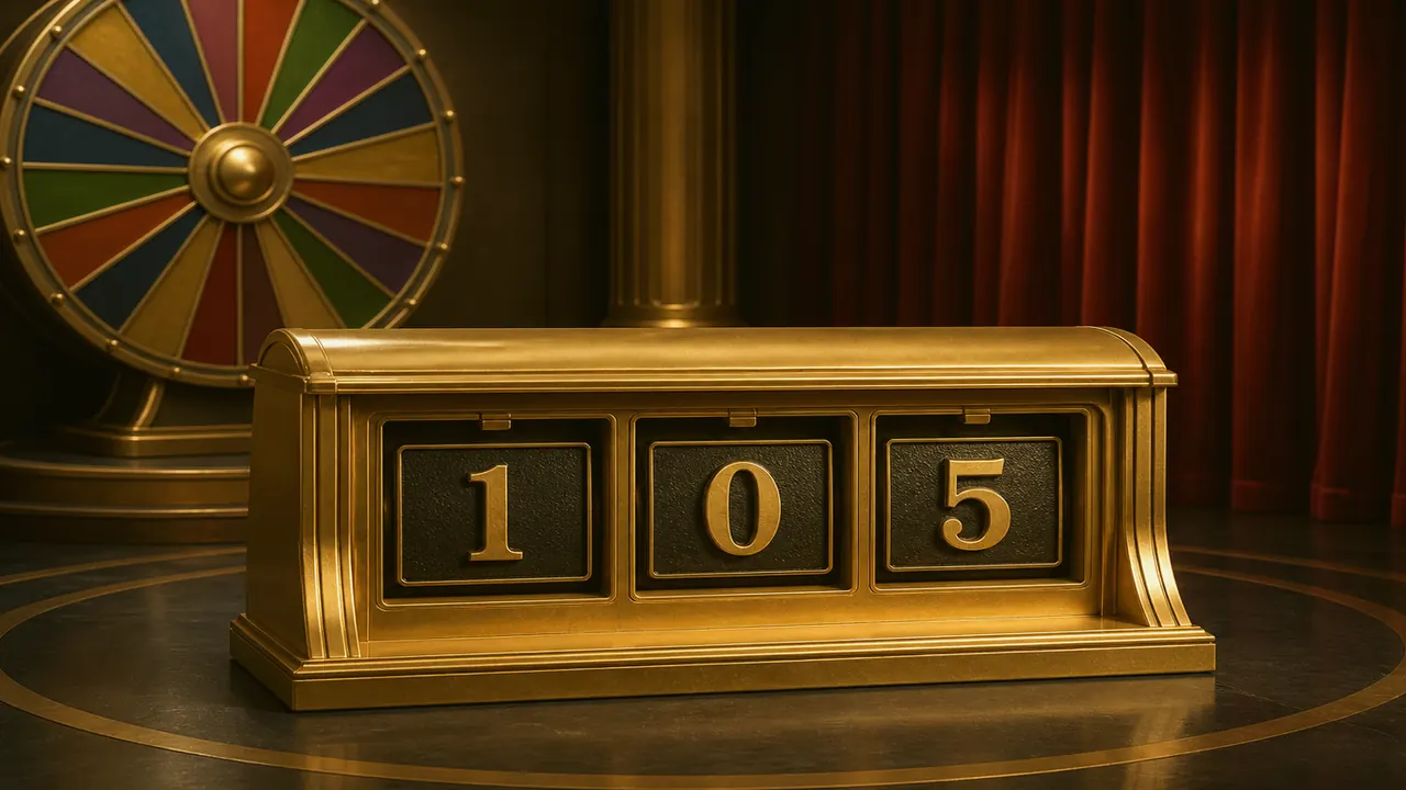 Three number windows with a blank gap between two digit tiles on the payline