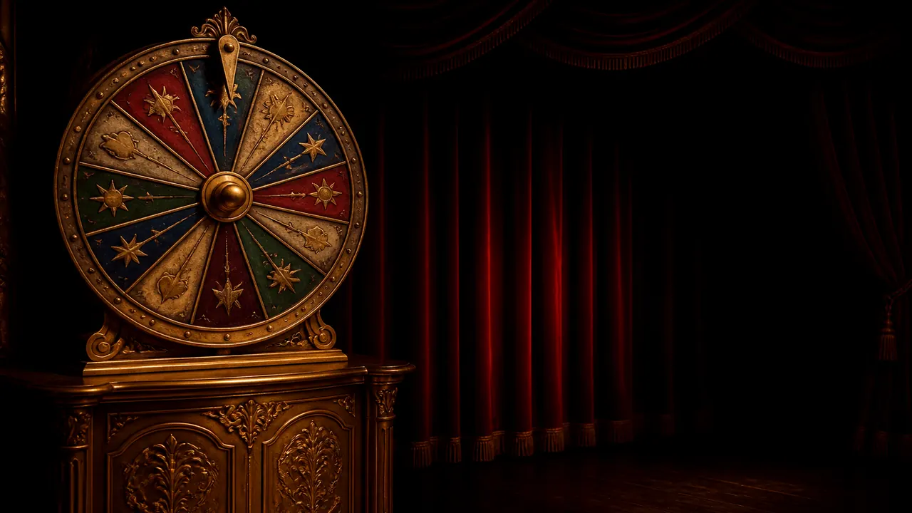 Gold cabinet with a 10000x cap plate on the dark stage beside three number windows