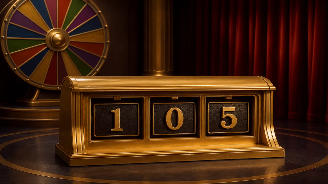 Browser-framed gold cabinet with a closed cashier tray beside three number windows