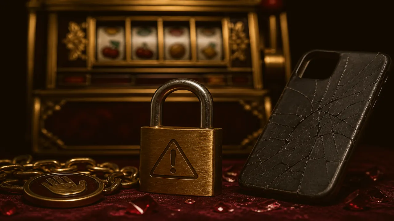 Warning still-life comparing a gold three-window cabinet to a blank lookalike box