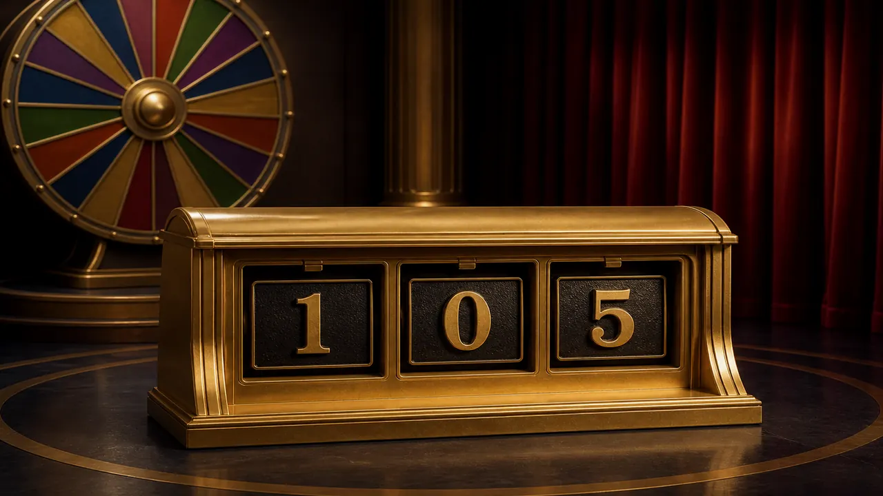 One horizontal gold payline drawn across three number windows on a dark cabinet