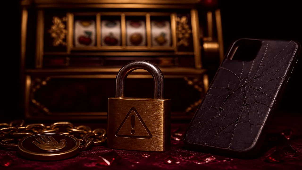 Unsigned installer icon next to a closed gold number cabinet and a warning stamp